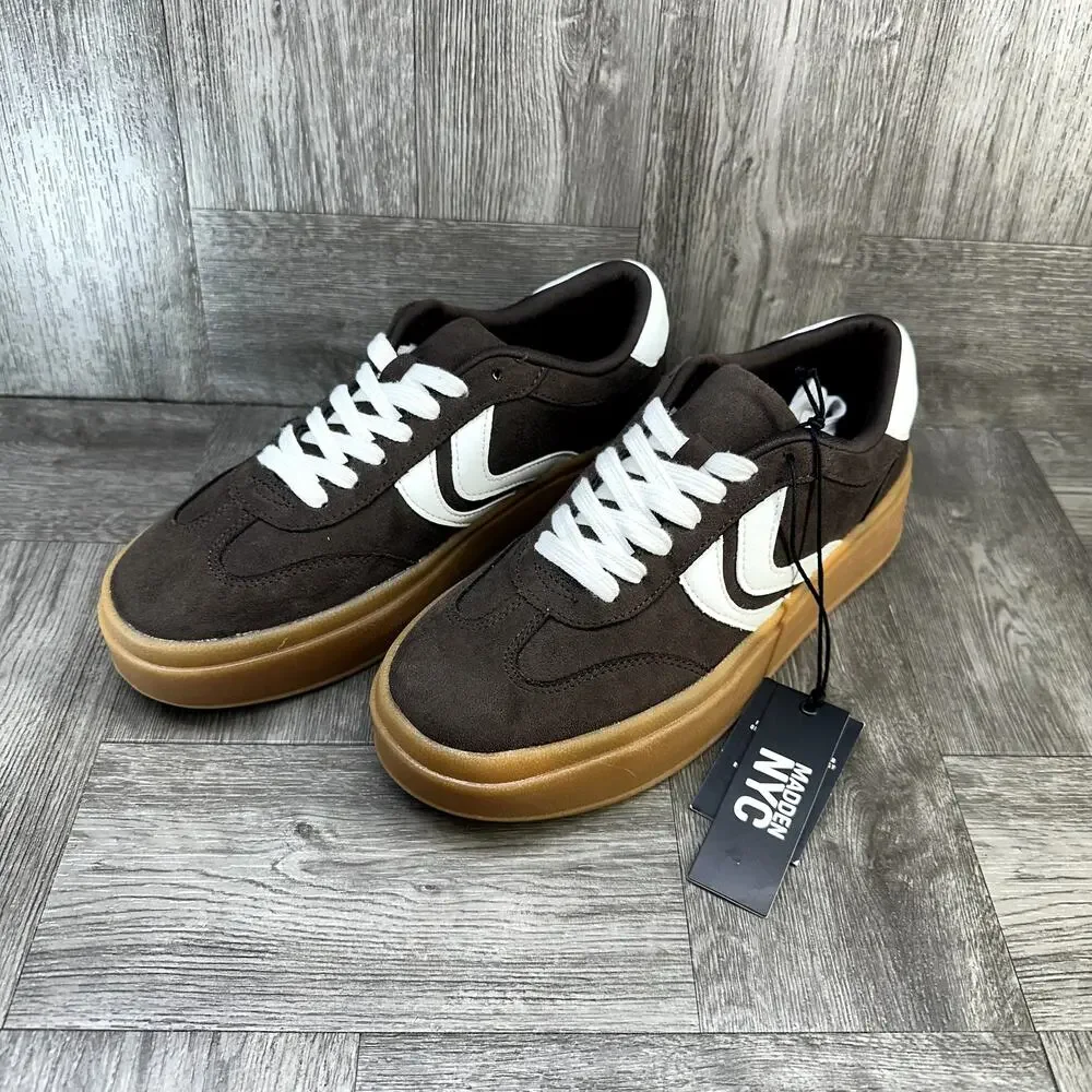Madden NYC Platform Sneakers Womens 7.5 Brown Suede Chunky Gum Sole NEW